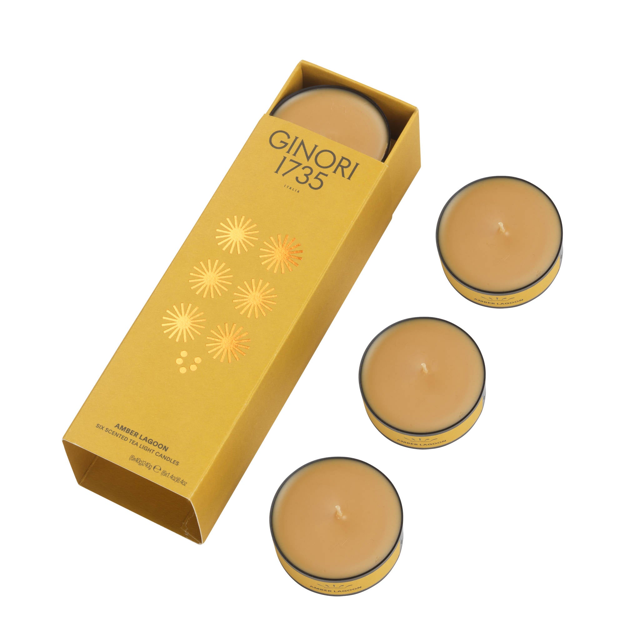 Ginori 1735 LCDC Il Letterato Amber Lagoon Votive Candles - 6 x 40g